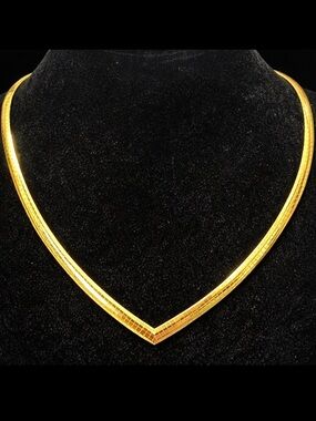 18k Gold Technibond omega mirror polished statement necklace estate vintage HSN